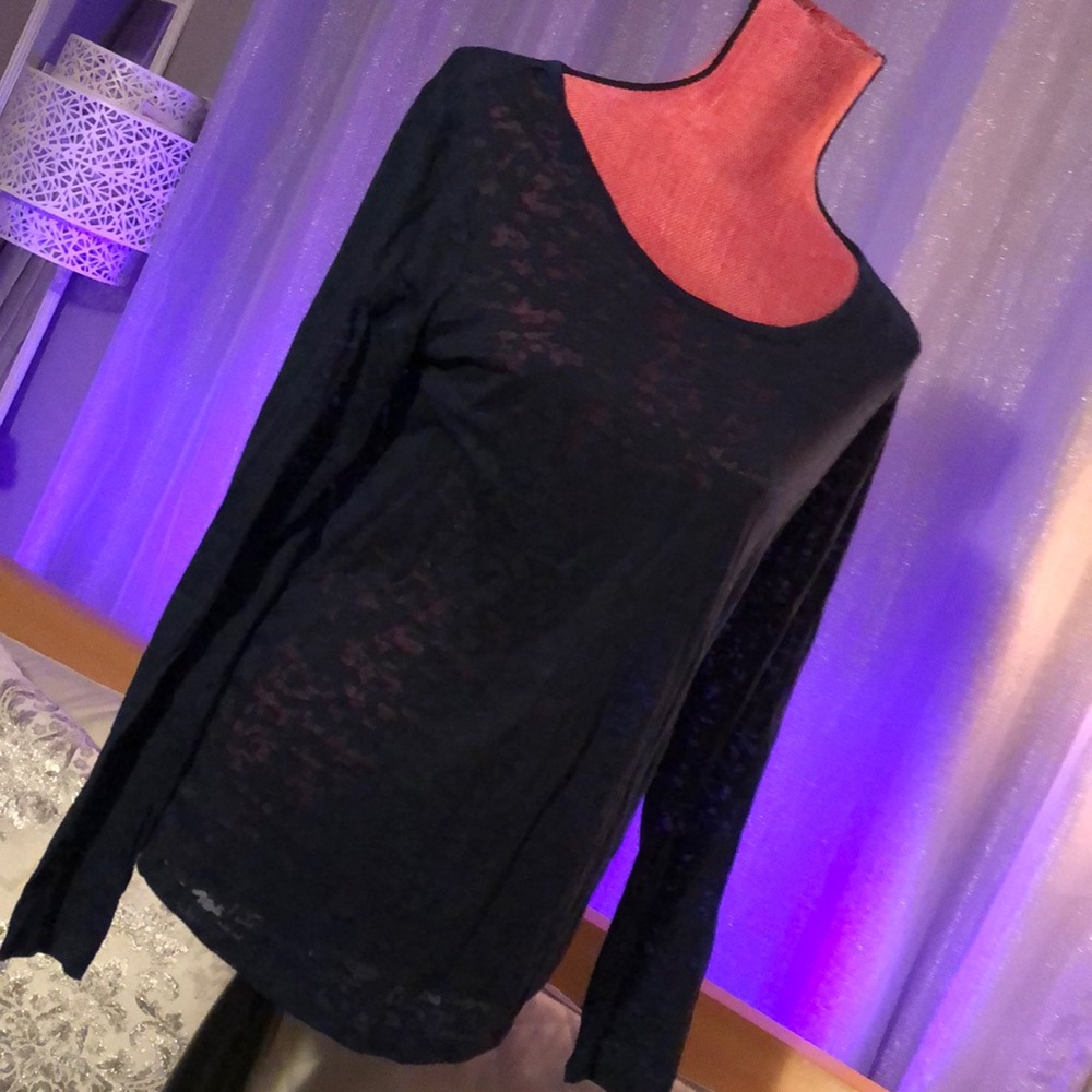 Navy burn out long sleeve top